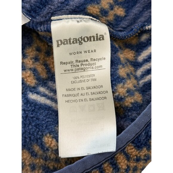 Patagonia Synchilla Fleece Pullover Snap-T Geometric Blue Cliffside Kids XXL - Picture 6 of 6